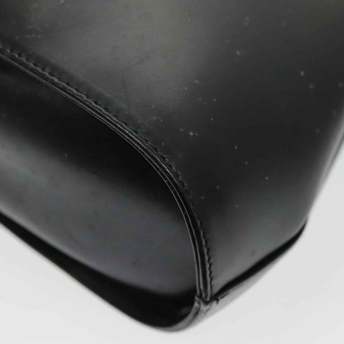 Salvatore Ferragamo Hand Bag Leather Black Gold Auth 96668