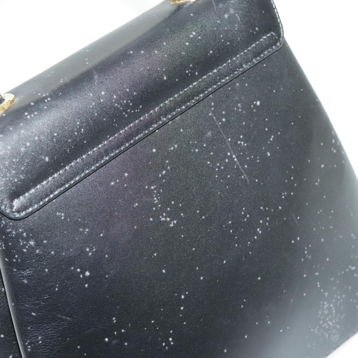 Salvatore Ferragamo Hand Bag Leather Black Gold Auth 96668