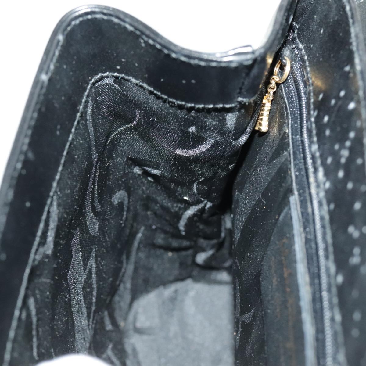 Salvatore Ferragamo Hand Bag Leather Black Gold Auth 96668