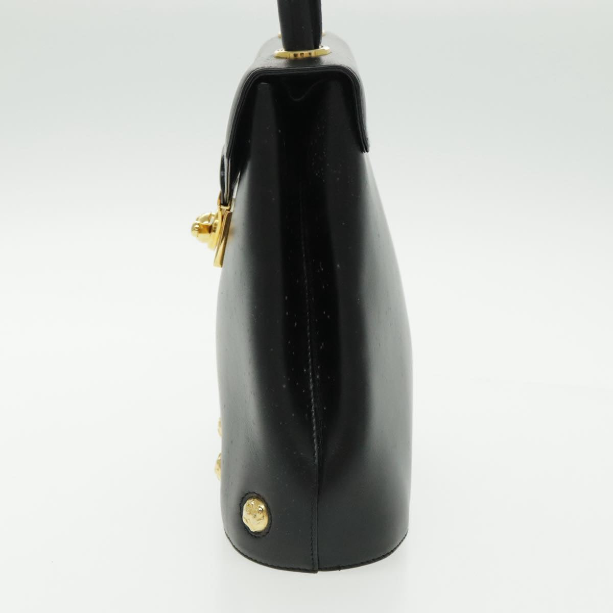 Salvatore Ferragamo Hand Bag Leather Black Gold Auth 96668