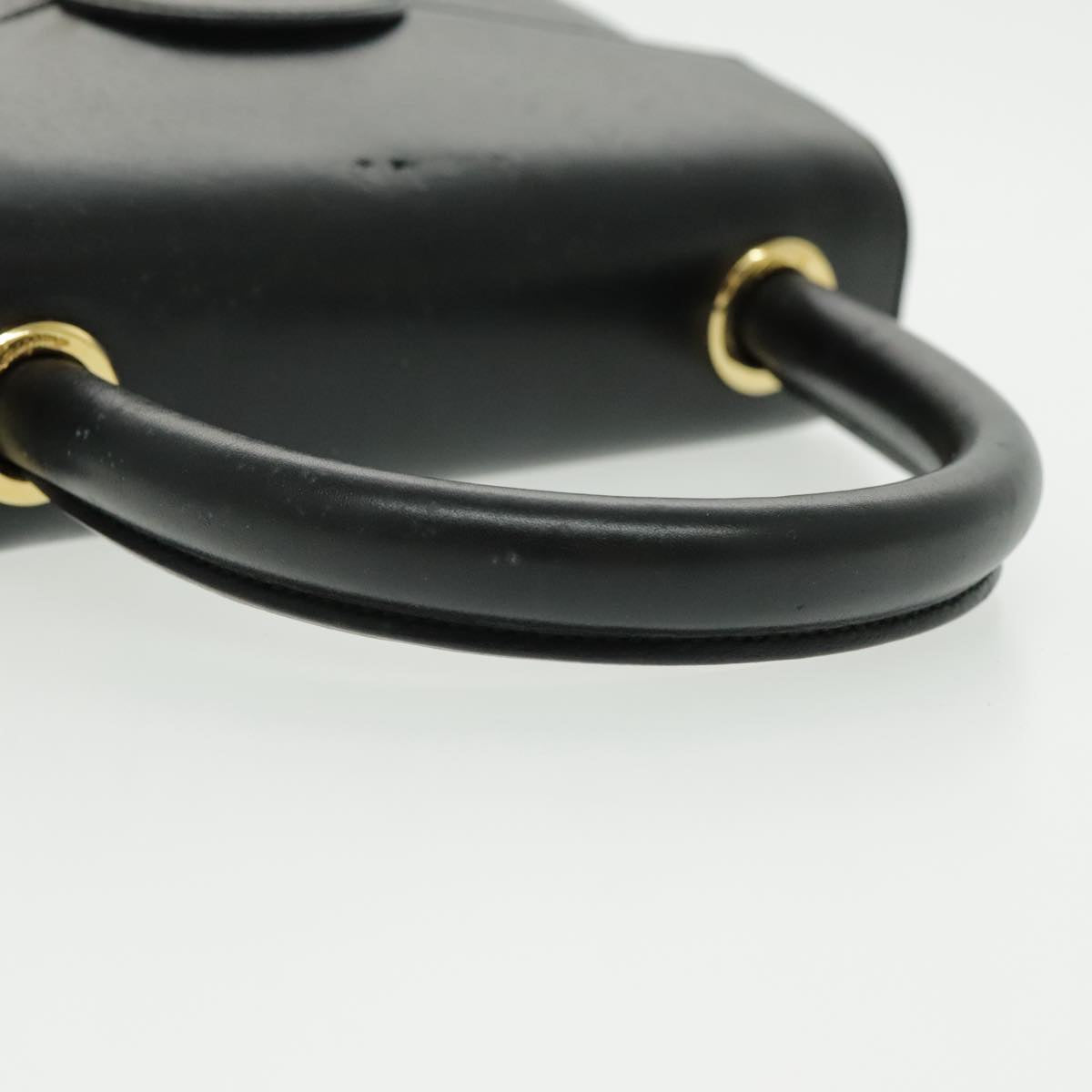 Salvatore Ferragamo Hand Bag Leather Black Gold Auth 96668