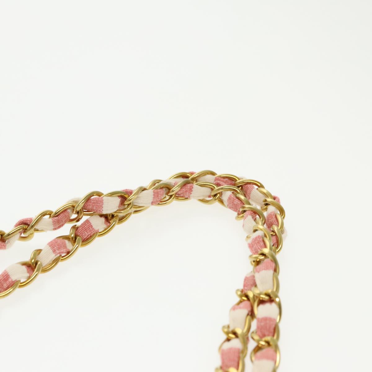 CHANEL Matelasse Chain Shoulder Bag Canvas Gold Pink CC Auth 96691SM