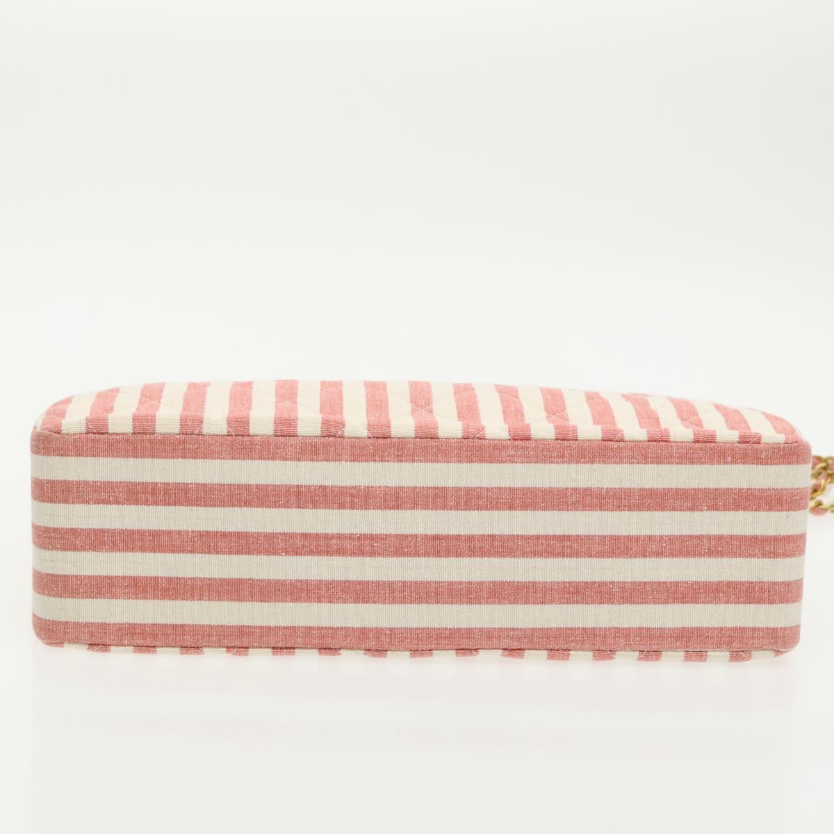 CHANEL Matelasse Chain Shoulder Bag Canvas Gold Pink CC Auth 96691SM