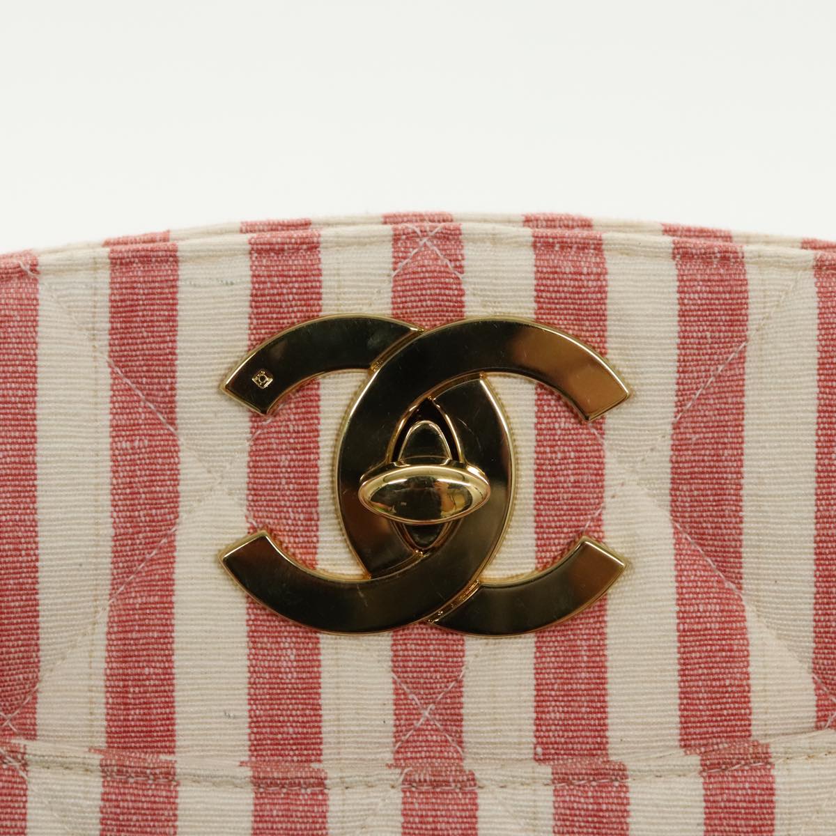 CHANEL Matelasse Chain Shoulder Bag Canvas Gold Pink CC Auth 96691SM