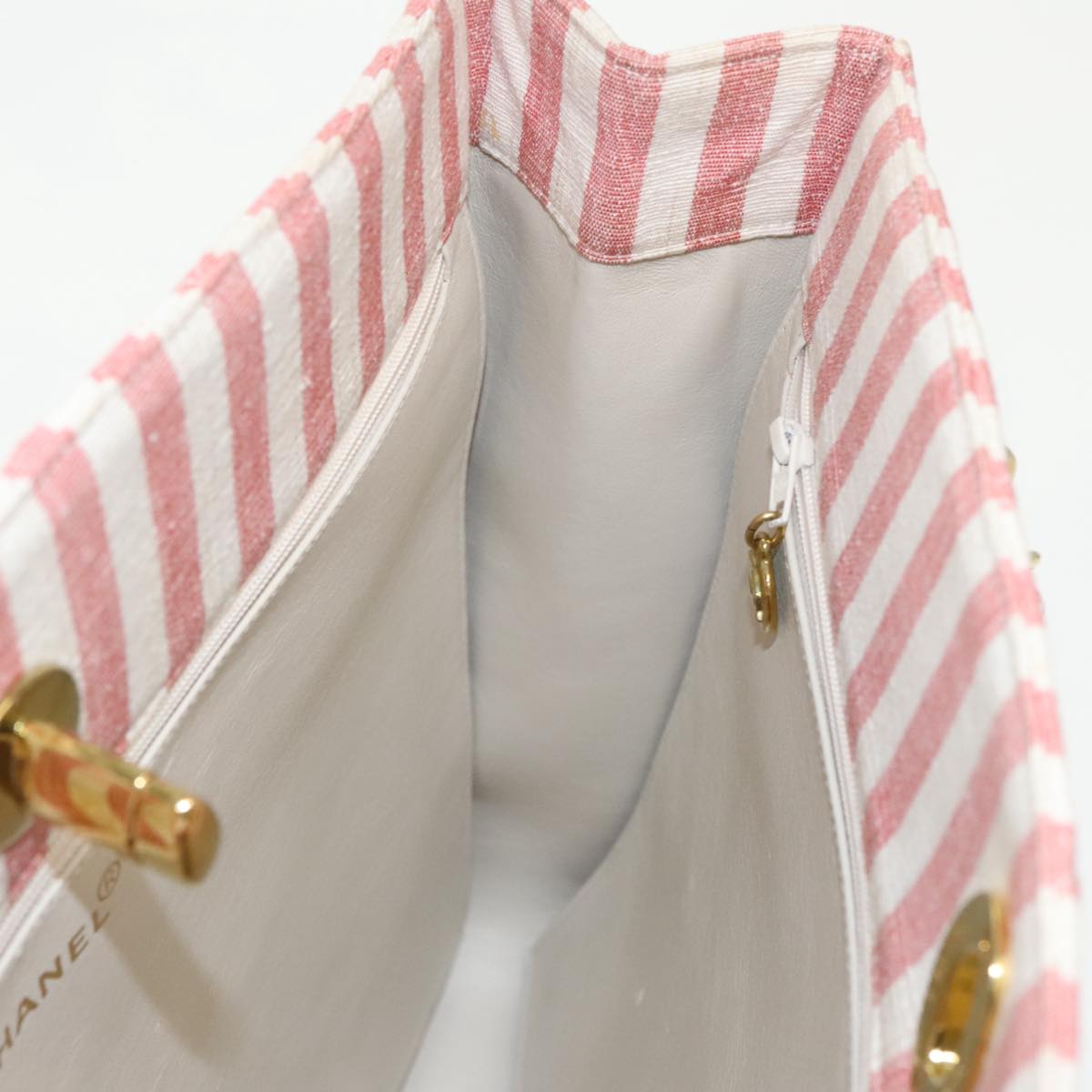 CHANEL Matelasse Chain Shoulder Bag Canvas Gold Pink CC Auth 96691SM