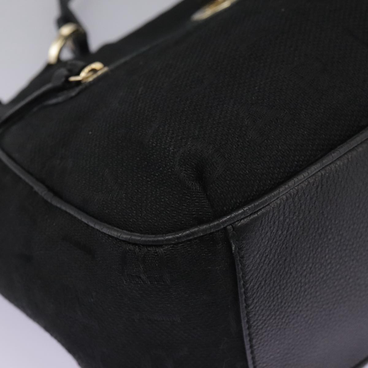 BVLGARI Logo Mania Hand Bag Canvas Black Auth 96720