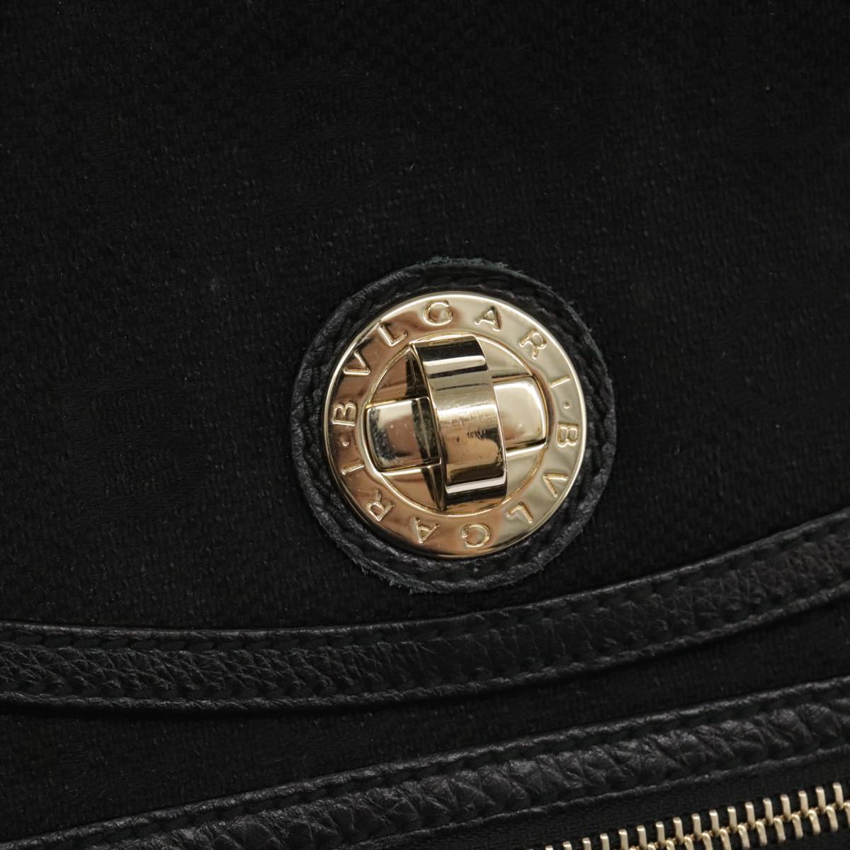 BVLGARI Logo Mania Hand Bag Canvas Black Auth 96720