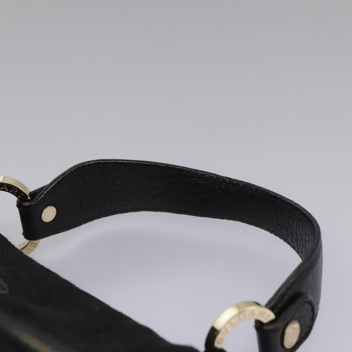 BVLGARI Logo Mania Hand Bag Canvas Black Auth 96720