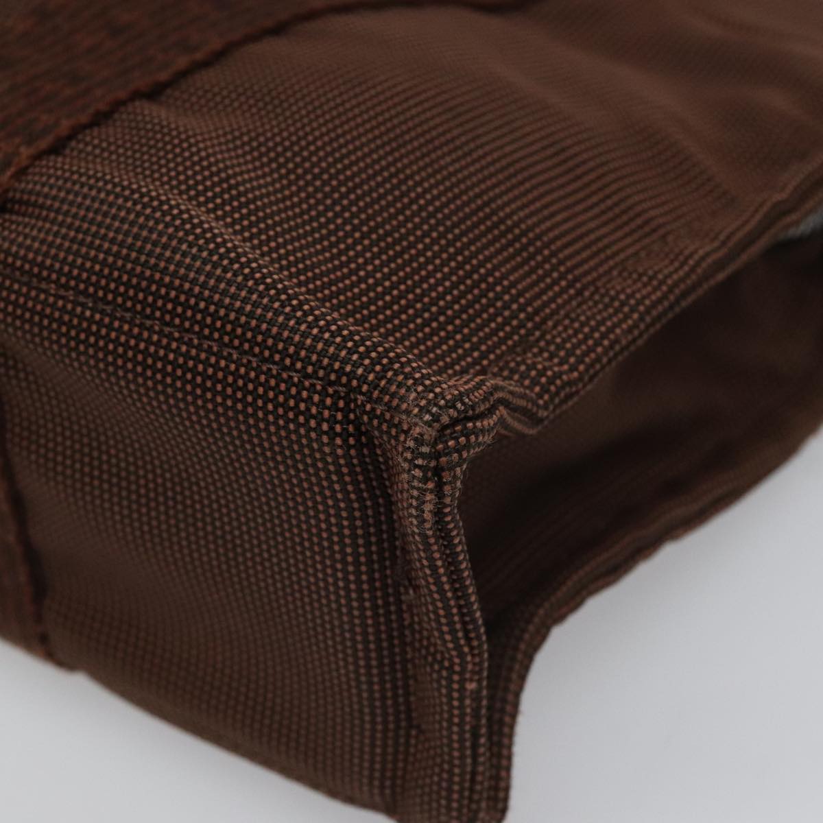 HERMES Her Line PM Tote Bag Canvas Brown Silver Auth 96726