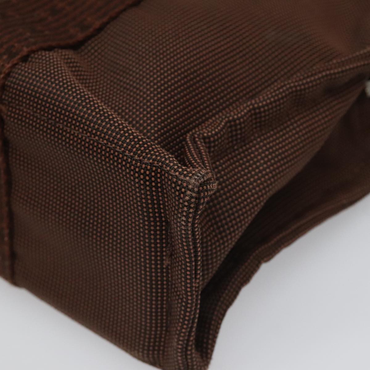 HERMES Her Line PM Tote Bag Canvas Brown Silver Auth 96726