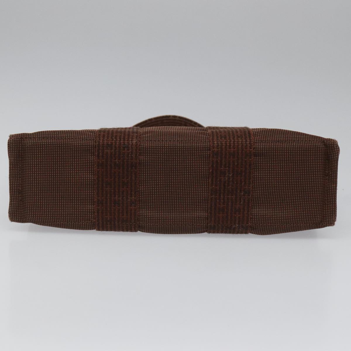 HERMES Her Line PM Tote Bag Canvas Brown Silver Auth 96726