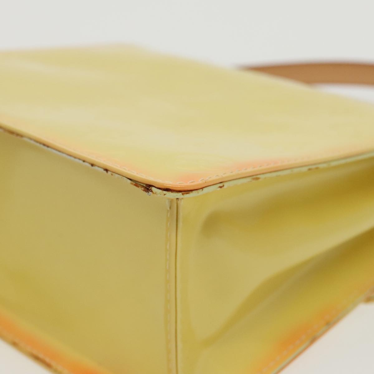 LOUIS VUITTON Monogram Vernis Spring Street Bag Lime Yellow M91068 Auth 96889