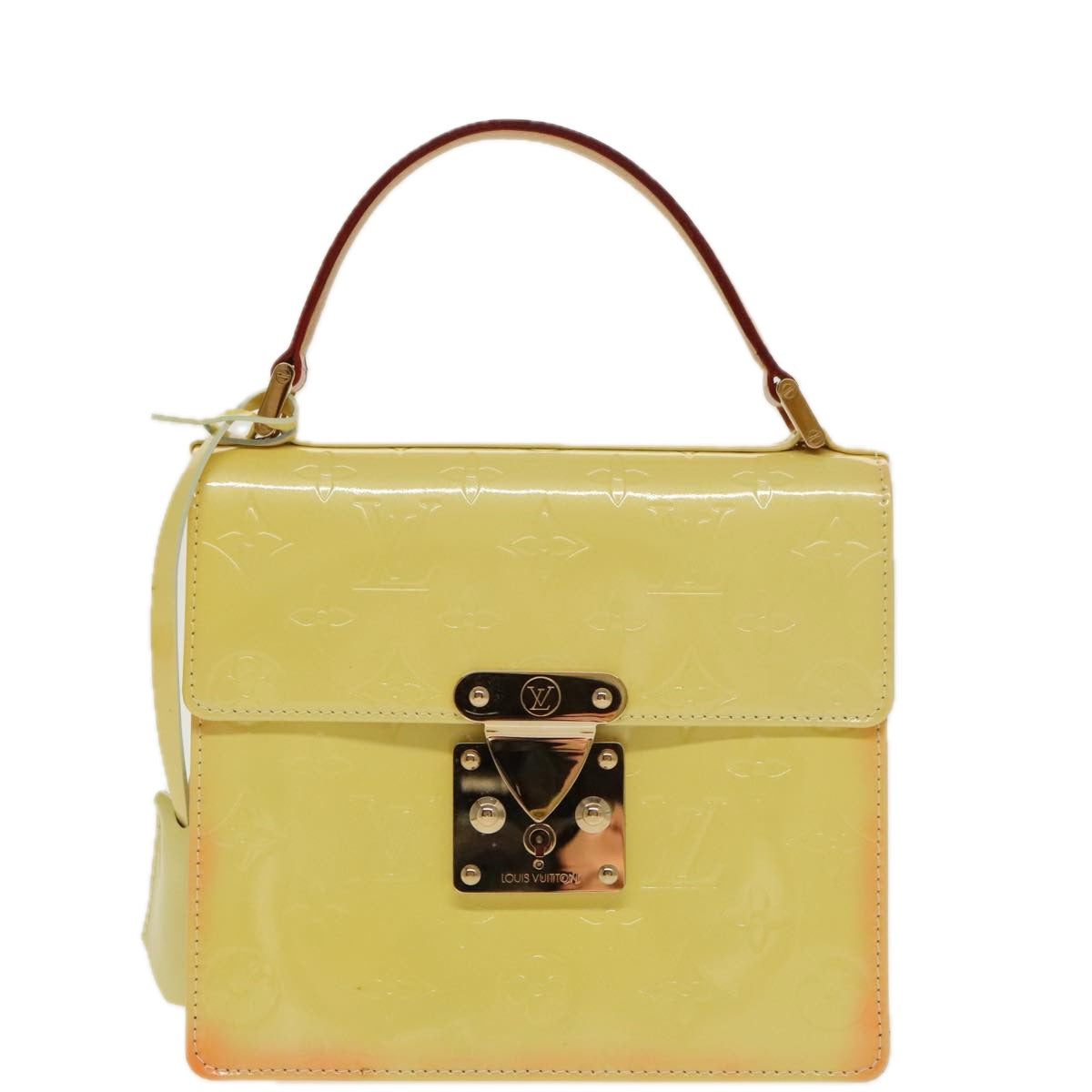 LOUIS VUITTON Monogram Vernis Spring Street Bag Lime Yellow M91068 Auth 96889