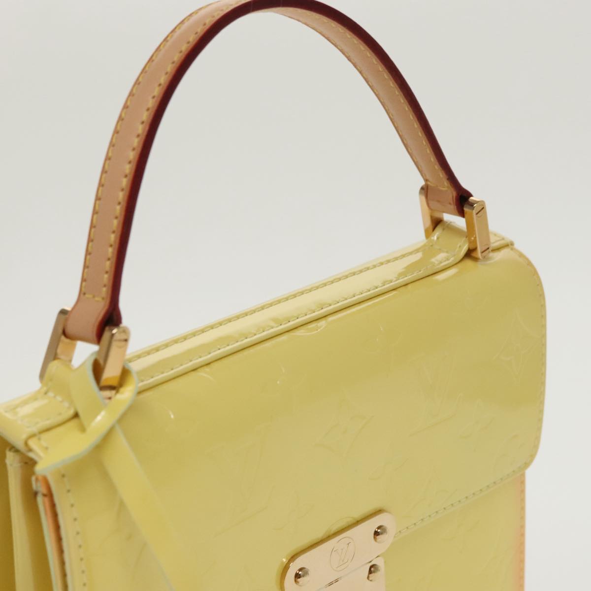 LOUIS VUITTON Monogram Vernis Spring Street Bag Lime Yellow M91068 Auth 96889