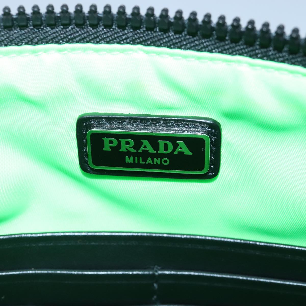 PRADA Clutch Bag Nylon Black Silver Auth 96997V