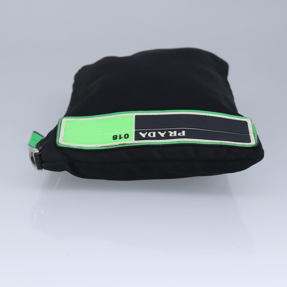 PRADA Clutch Bag Nylon Black Silver Auth 96997V