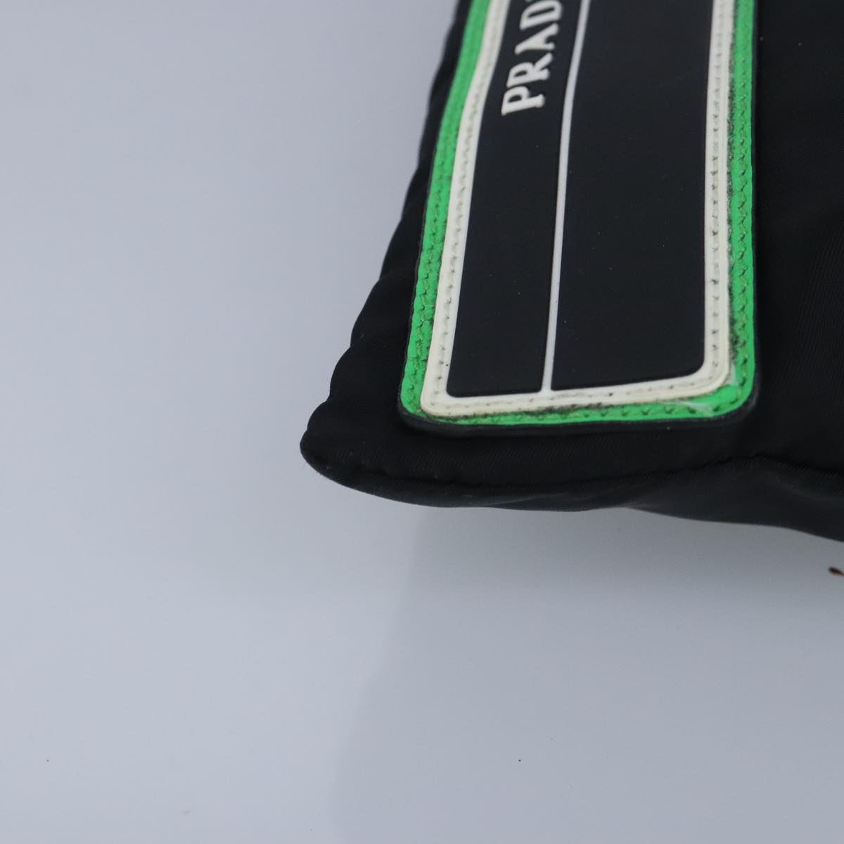 PRADA Clutch Bag Nylon Black Silver Auth 96997V