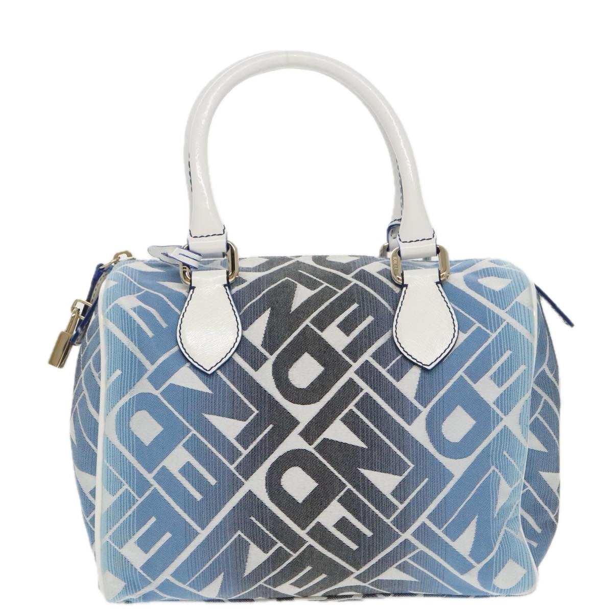 FENDI Zucca Canvas Hand Bag Blue Gold Auth 97002AV