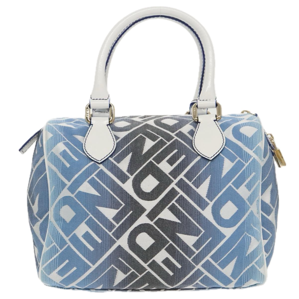 FENDI Zucca Canvas Hand Bag Blue Gold Auth 97002AV