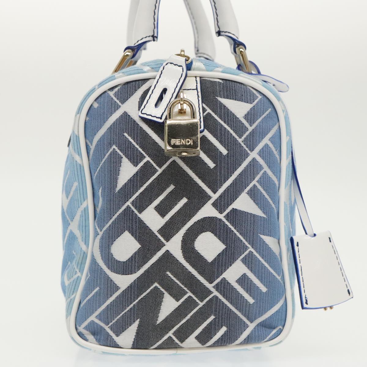 FENDI Zucca Canvas Hand Bag Blue Gold Auth 97002AV