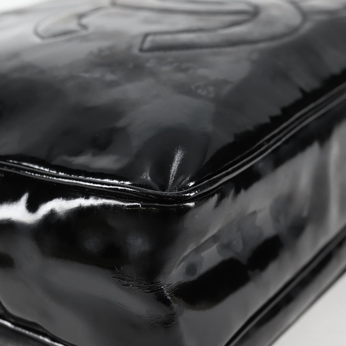 CHANEL Chain Tote Bag Patent leather Black Gold CC Auth 97057