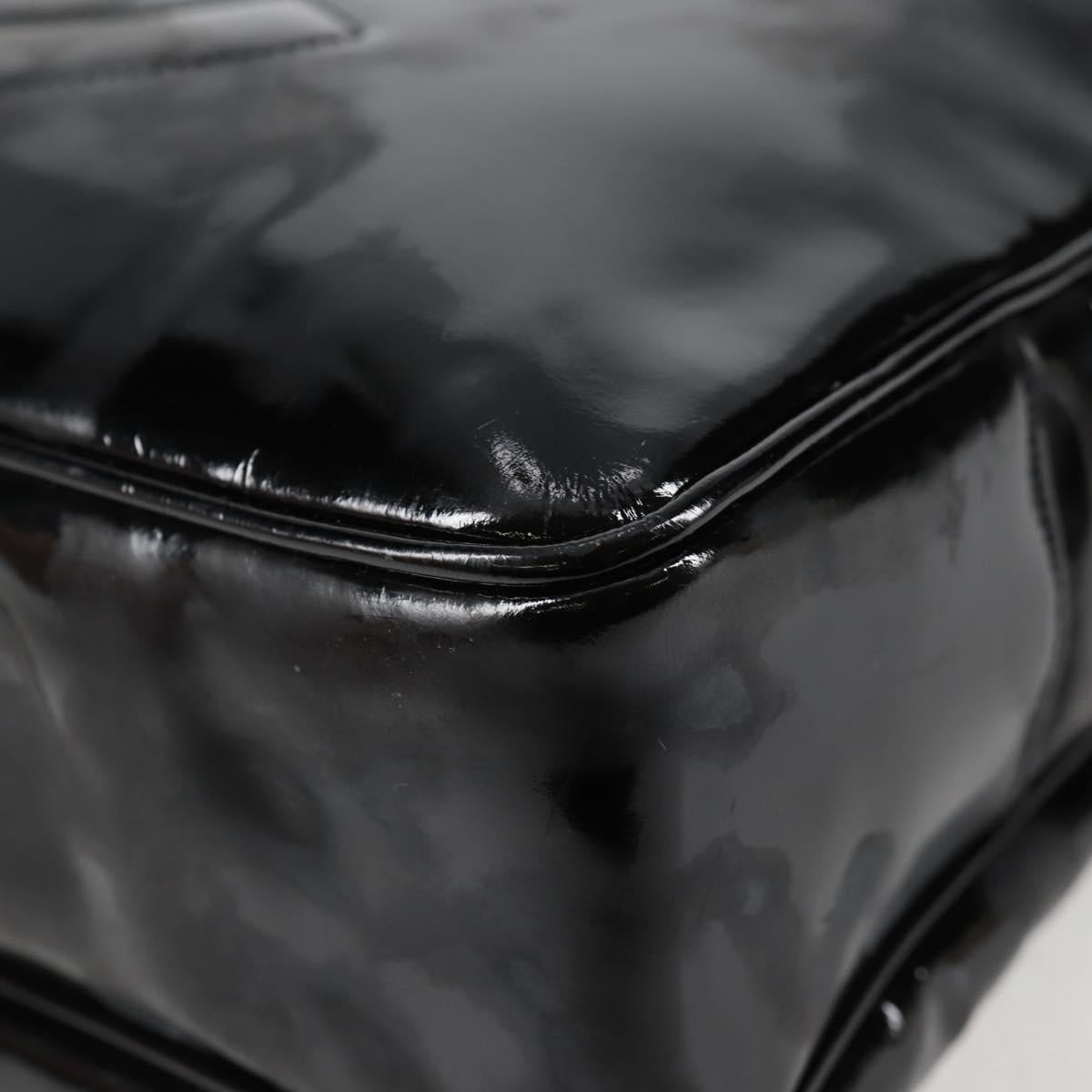 CHANEL Chain Tote Bag Patent leather Black Gold CC Auth 97057