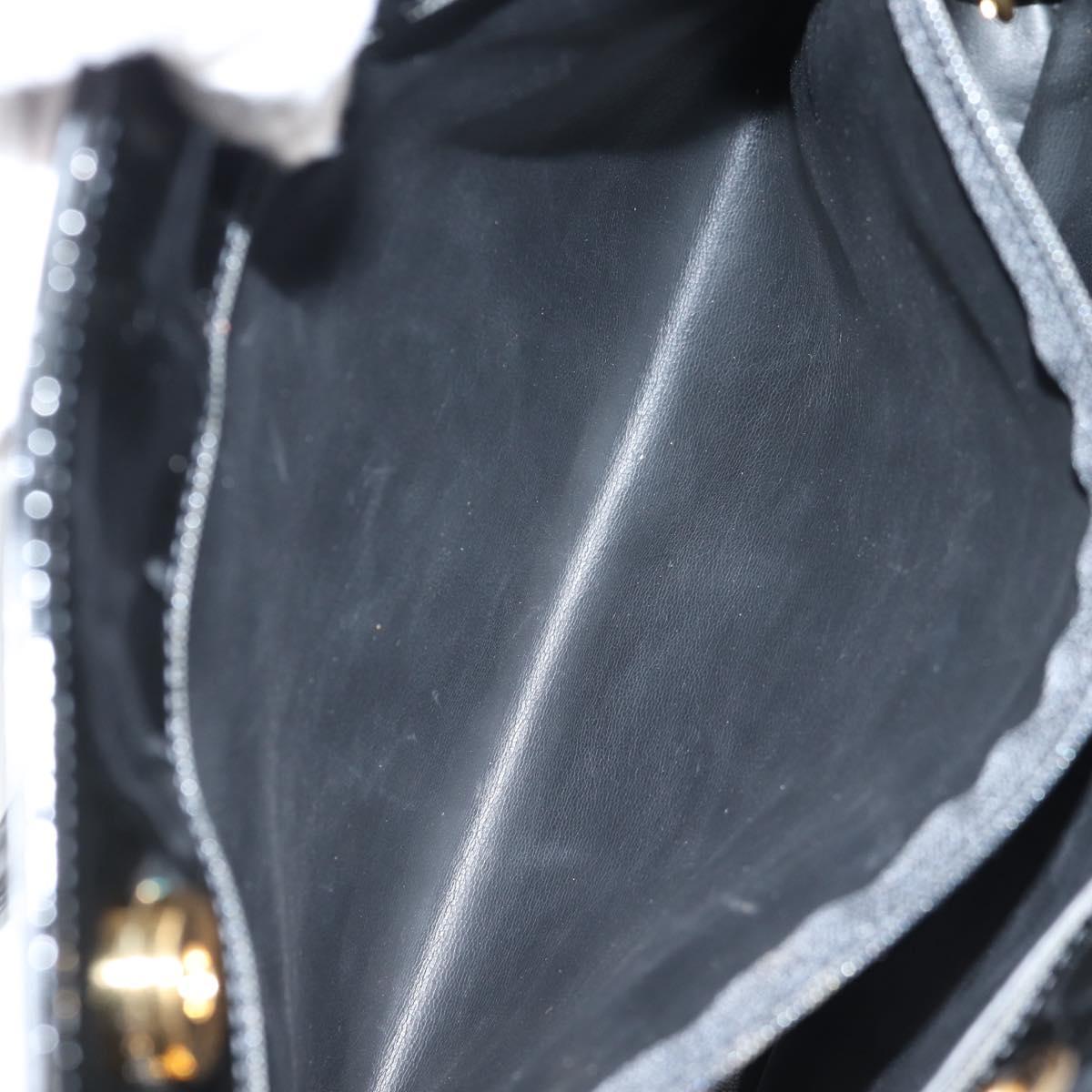 CHANEL Chain Tote Bag Patent leather Black Gold CC Auth 97057