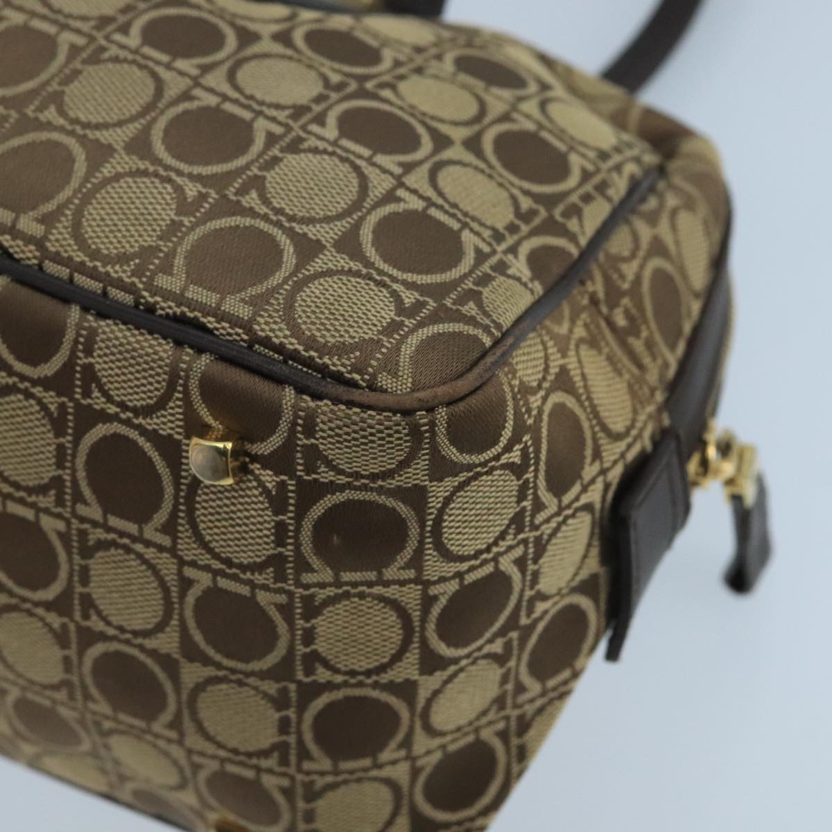 Salvatore Ferragamo Hand Bag Canvas Brown Auth 97071