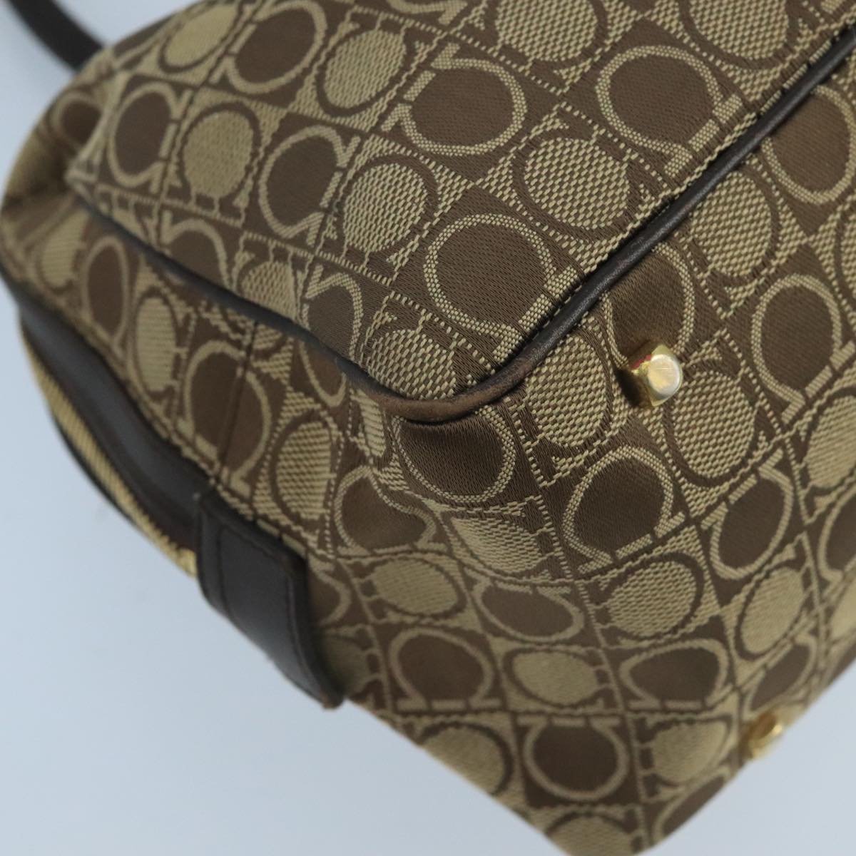 Salvatore Ferragamo Hand Bag Canvas Brown Auth 97071