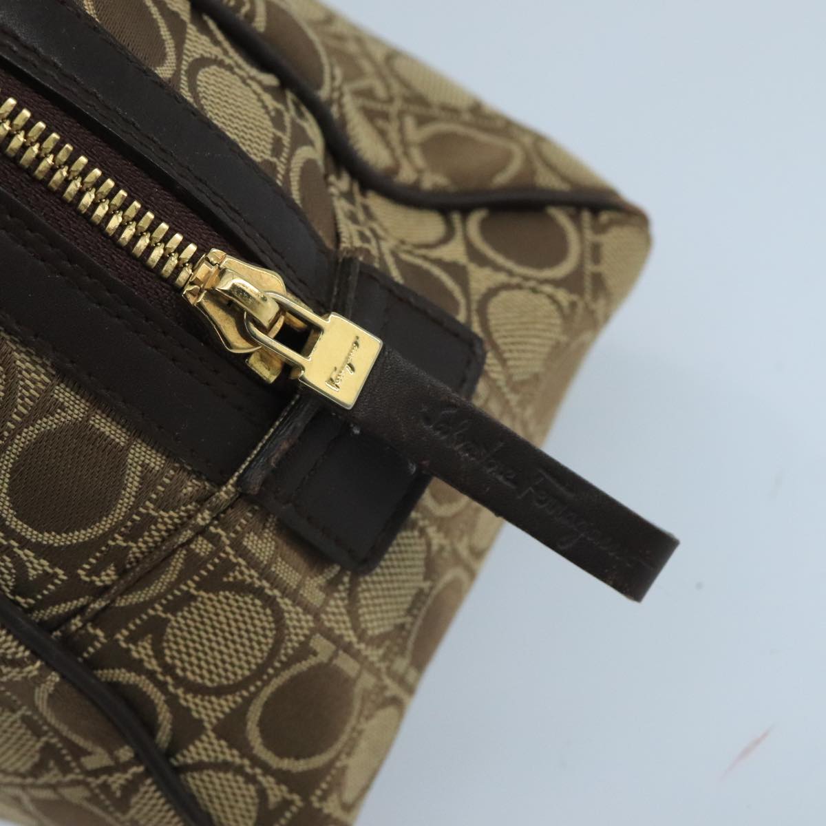 Salvatore Ferragamo Hand Bag Canvas Brown Auth 97071
