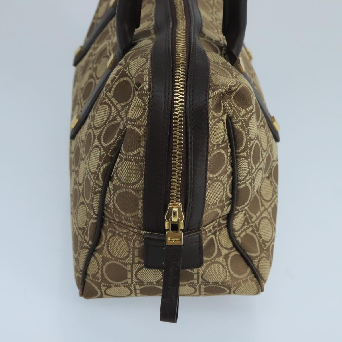 Salvatore Ferragamo Hand Bag Canvas Brown Auth 97071