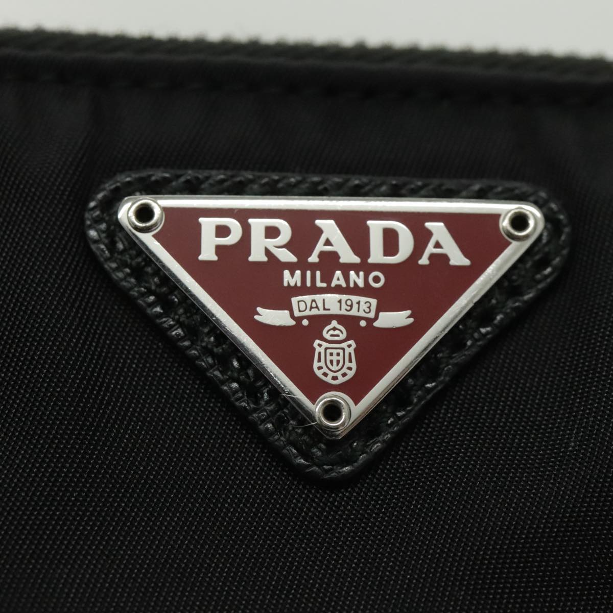 PRADA Shoulder Pouch Nylon Black Silver Auth 97109V