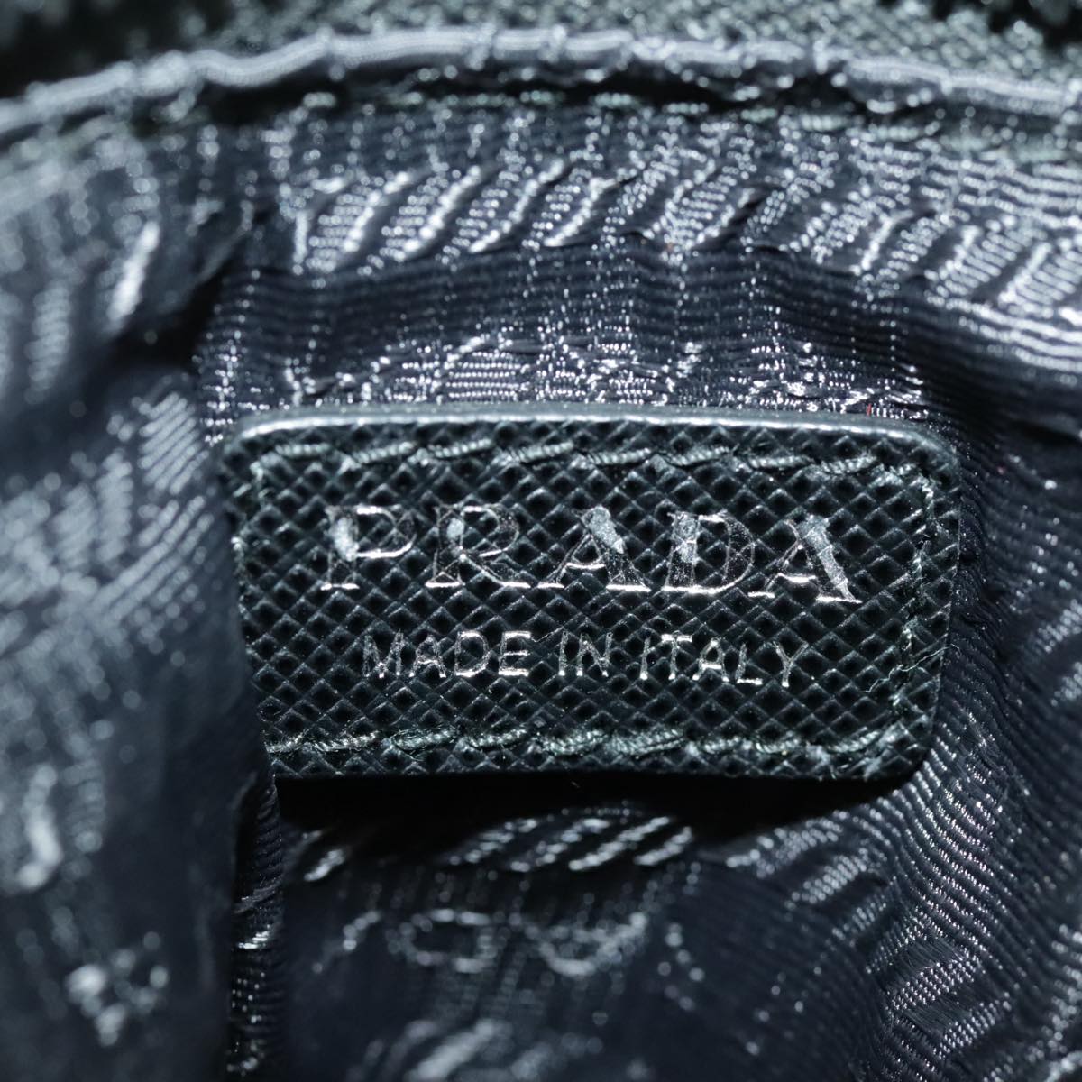 PRADA Shoulder Pouch Nylon Black Silver Auth 97109V