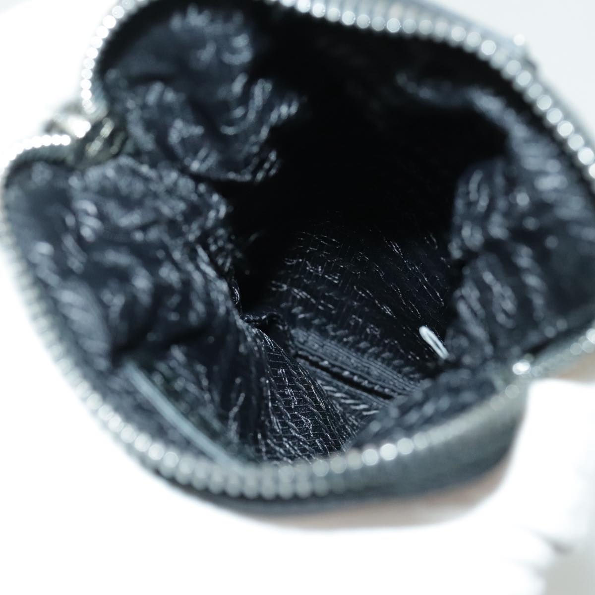 PRADA Shoulder Pouch Nylon Black Silver Auth 97109V