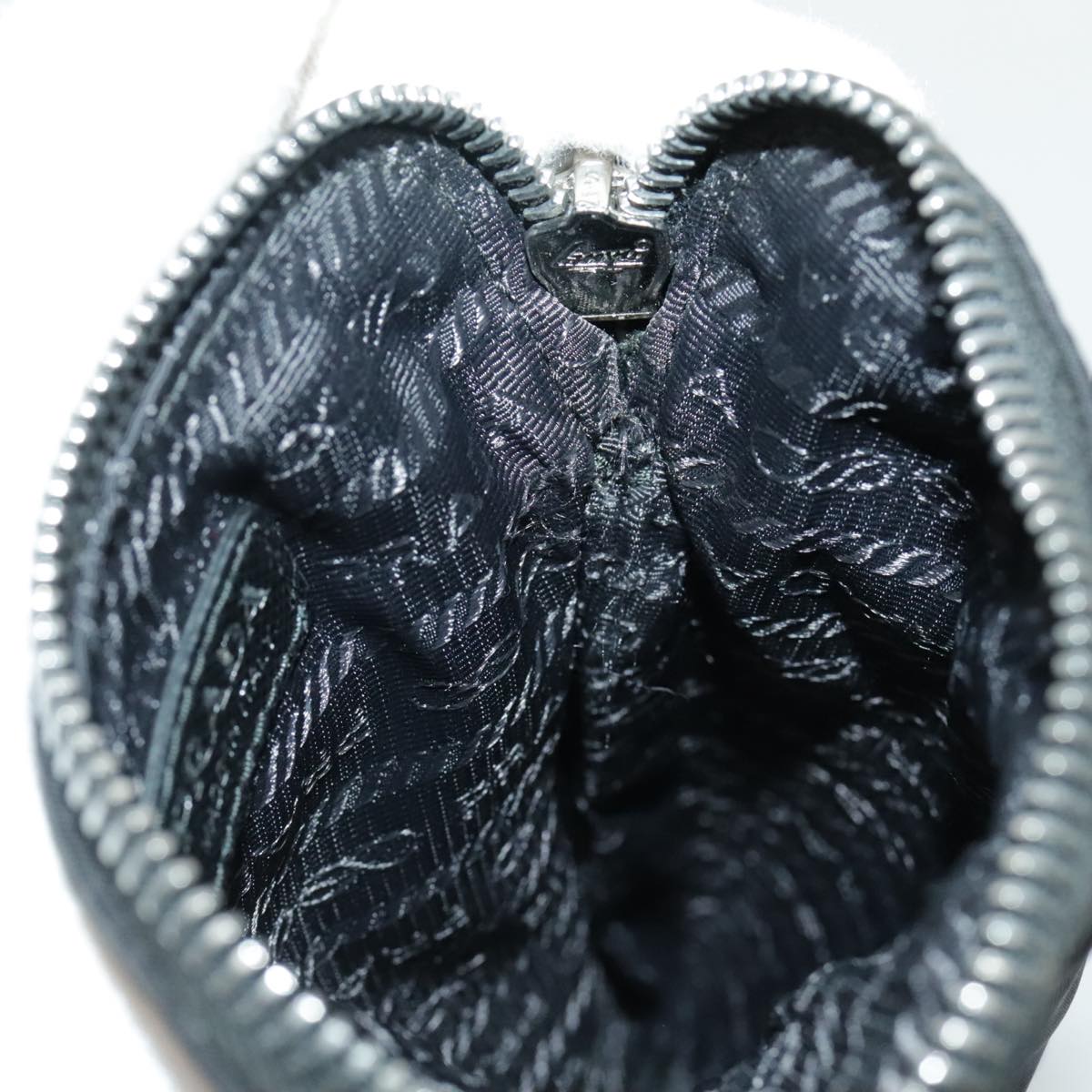 PRADA Shoulder Pouch Nylon Black Silver Auth 97109V