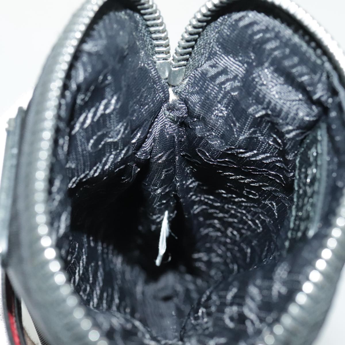 PRADA Shoulder Pouch Nylon Black Silver Auth 97109V