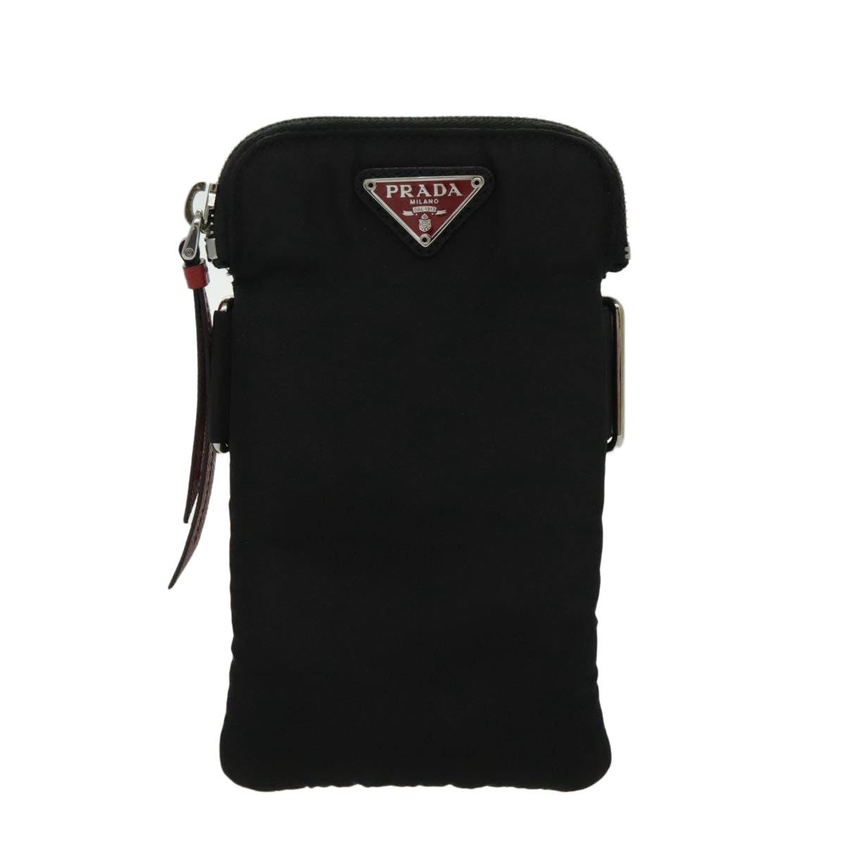 PRADA Shoulder Pouch Nylon Black Silver Auth 97109V