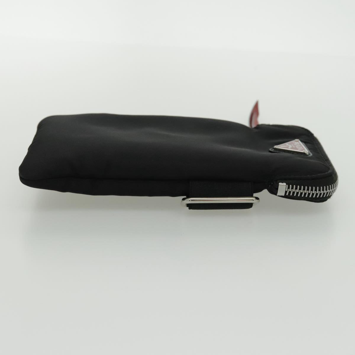 PRADA Shoulder Pouch Nylon Black Silver Auth 97109V