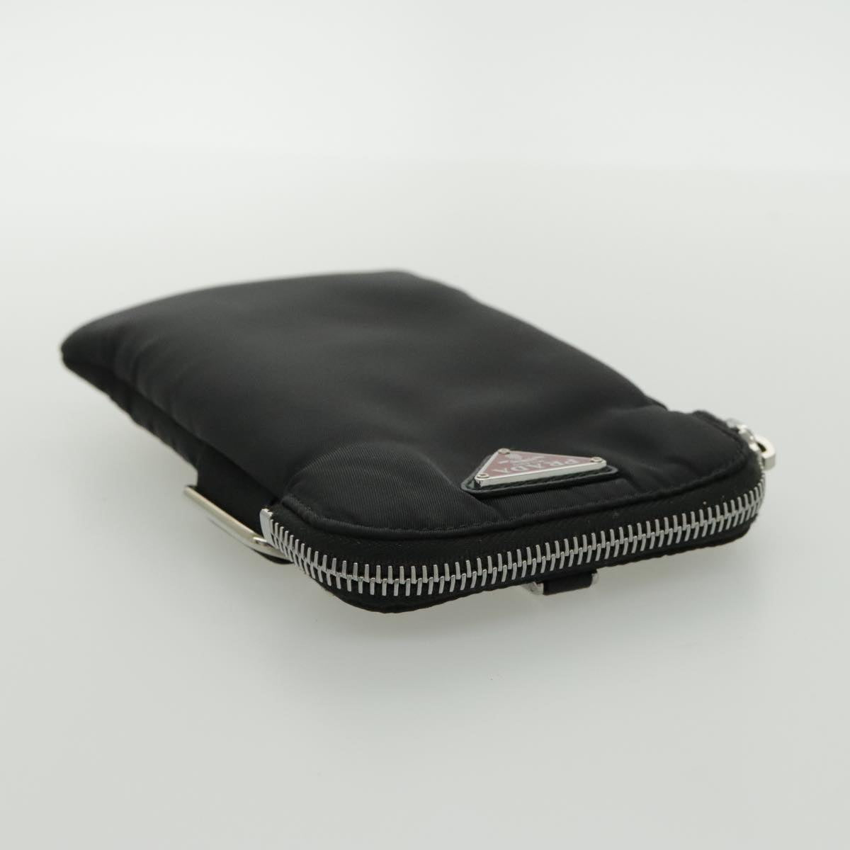 PRADA Shoulder Pouch Nylon Black Silver Auth 97109V