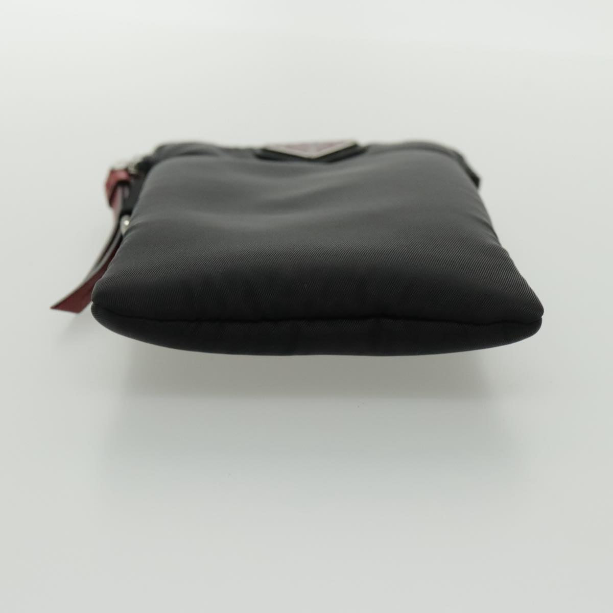 PRADA Shoulder Pouch Nylon Black Silver Auth 97109V