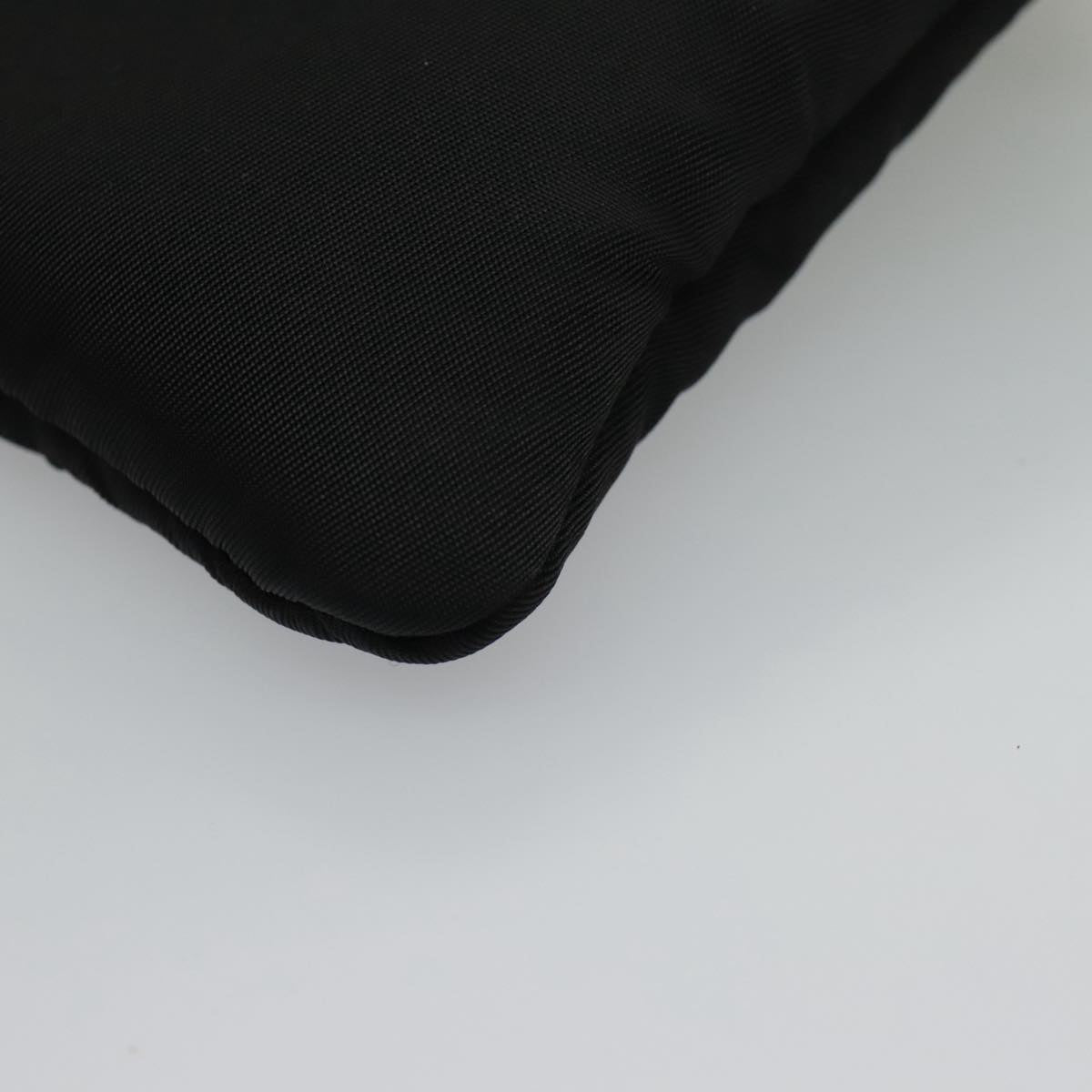 PRADA Shoulder Pouch Nylon Black Silver Auth 97109V