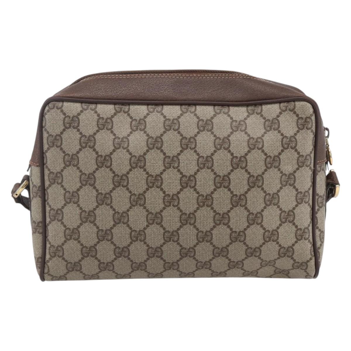 GUCCI GG Supreme Web Sherry Line Shoulder Bag PVC Beige Red Green Auth 97406