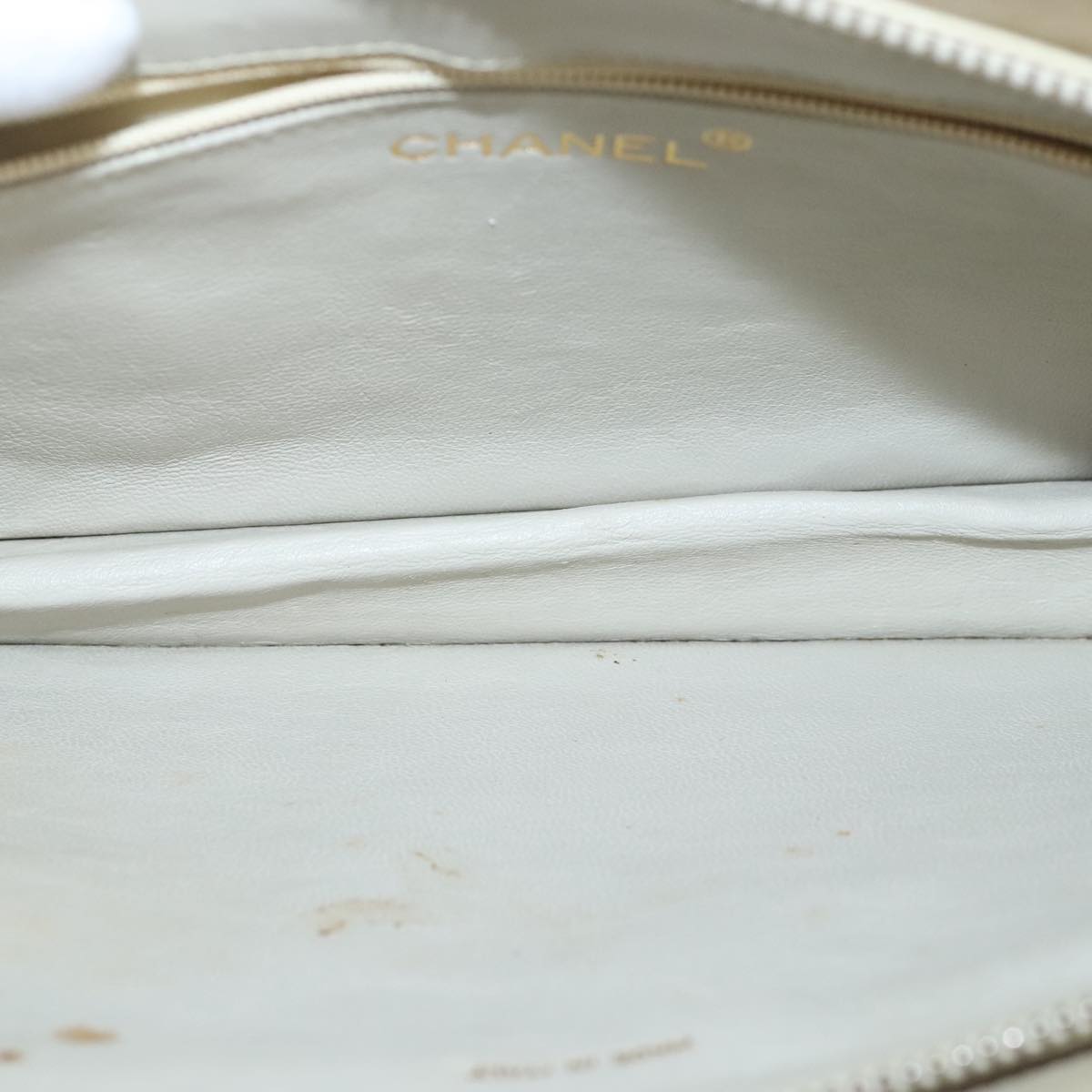 CHANEL Matelasse Chain Shoulder Bag Lamb Skin Beige Gold CC Auth 97457