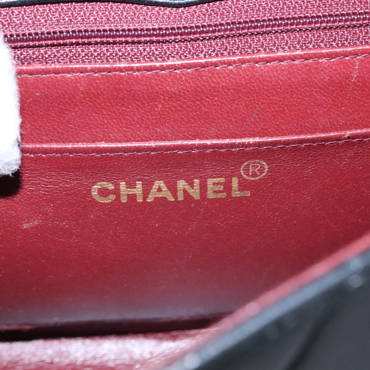 CHANEL Matelasse Chain Shoulder Bag Lamb Skin Black Gold CC Auth 97459