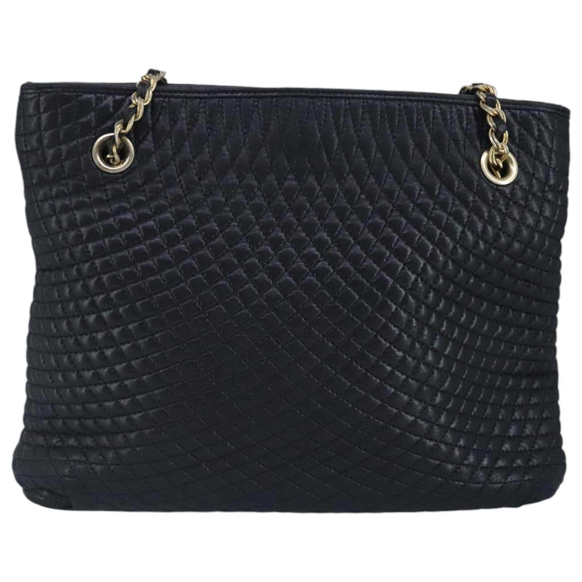 BALLY Chain Shoulder Bag Leather Black Gold Auth 97462