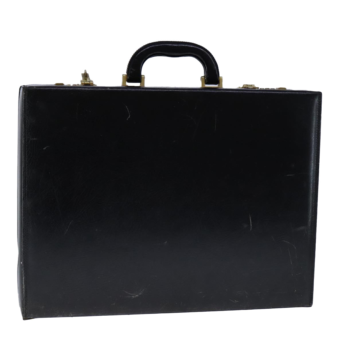 BALLY Attache Case Trunk Leather Black Auth 97465
