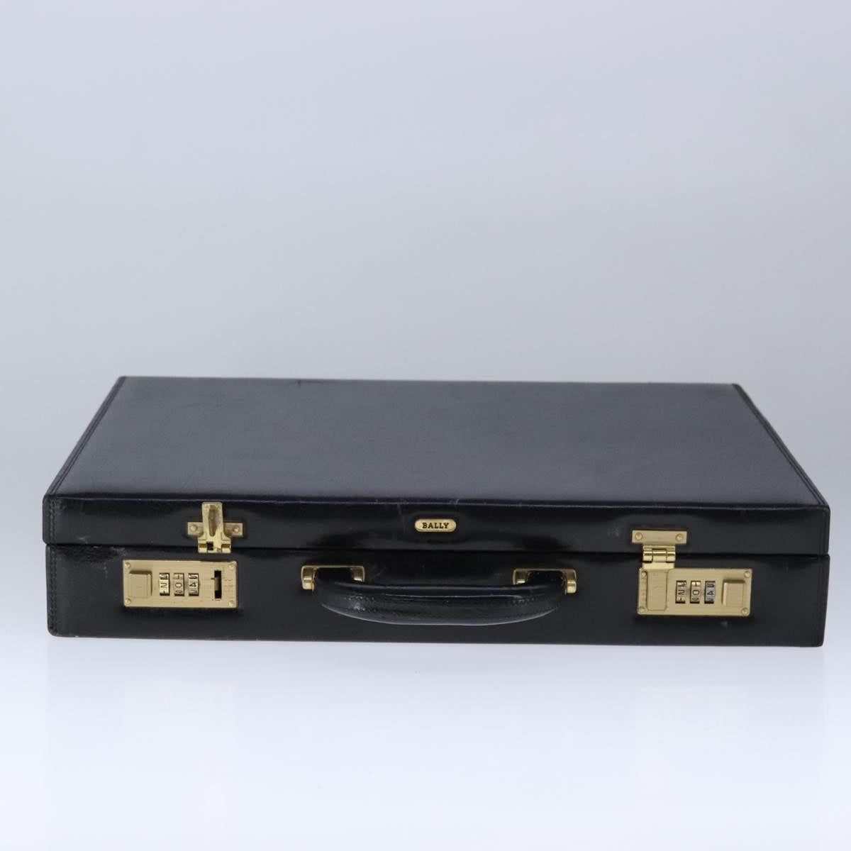 BALLY Attache Case Trunk Leather Black Auth 97465