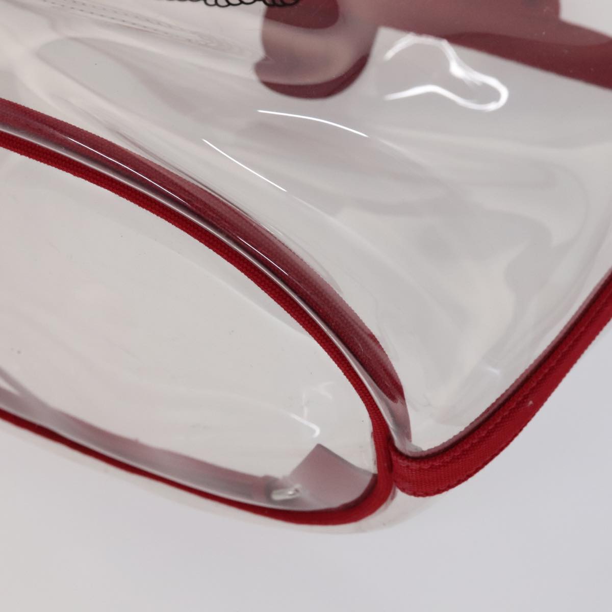 PRADA Hand Bag Canvas Vinyl 2way Red Auth 97486