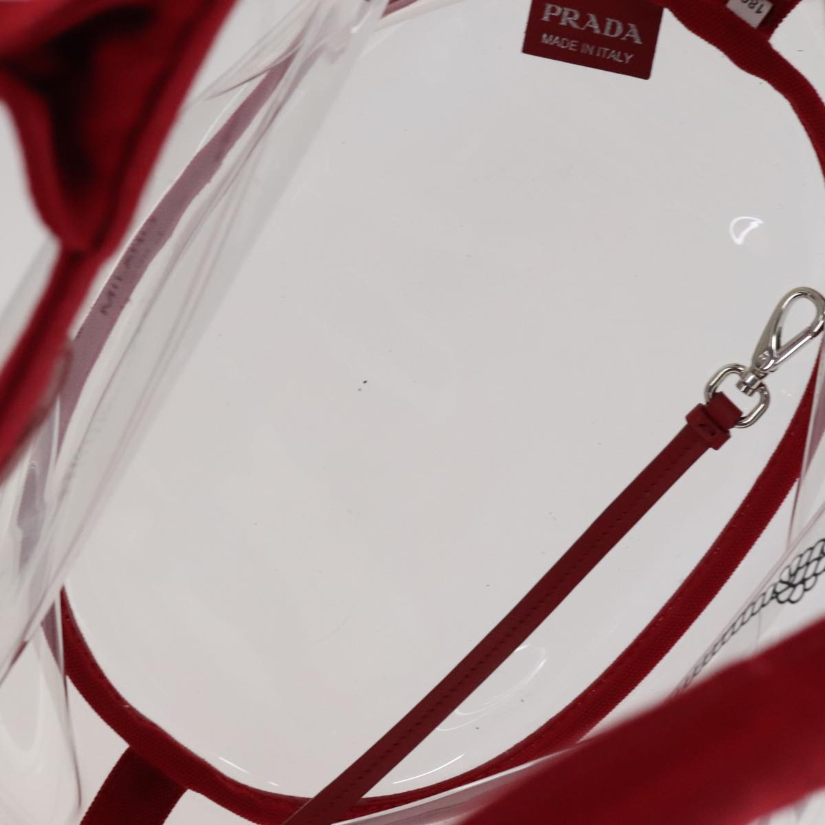 PRADA Hand Bag Canvas Vinyl 2way Red Auth 97486