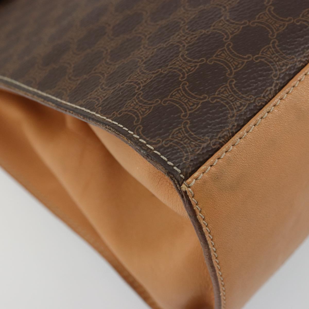 CELINE Macadam Canvas Hand Bag PVC Leather Brown Auth 97775